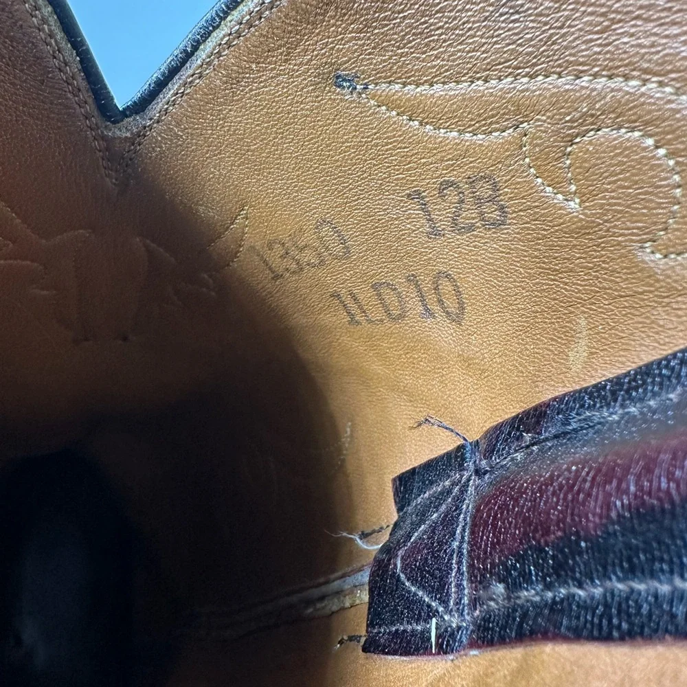 Vintage Lucchese Men’s 12B Cowboy Boots Brown Burgundy Handmade Leather Western - Picture 11 of 11